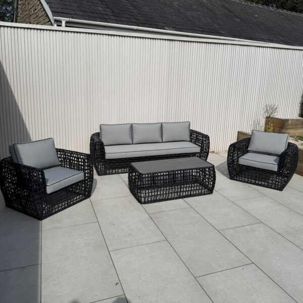 Havana Rattan Corner Sofa Set– Black